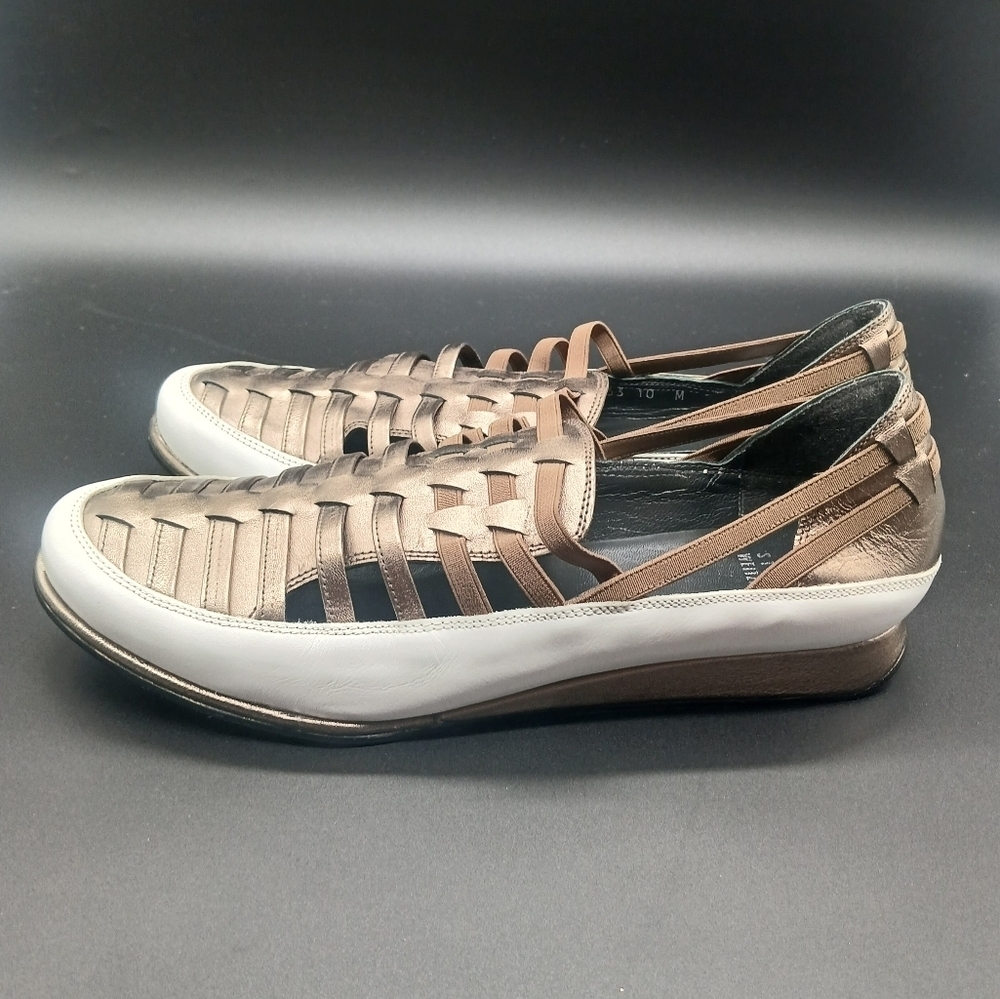 Stuart Weitzman Move In Gold Slip On Sneakers